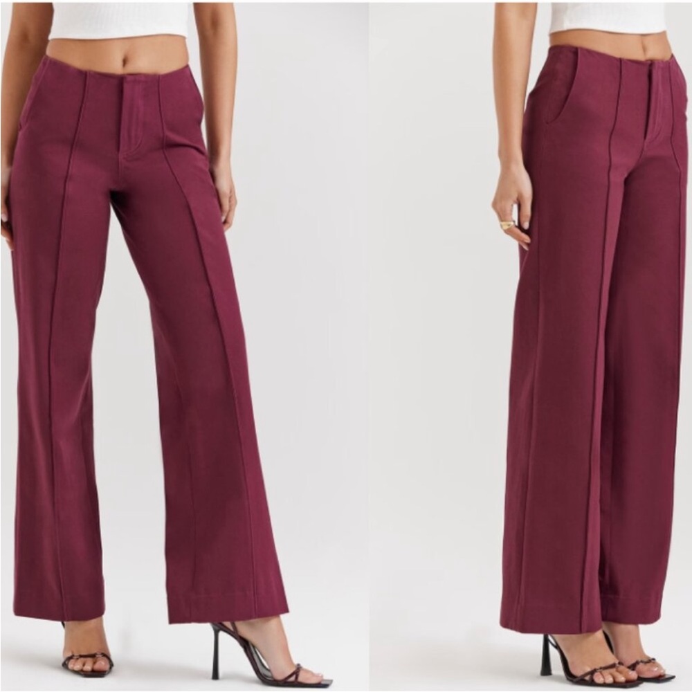 NWT House of CB Lillie Wine Maroon Red pants trousers slacks size S